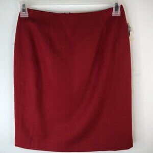 Vintage Requirements Petite Size 8 Red Pencil Skirt 100% Wool Fully Lined